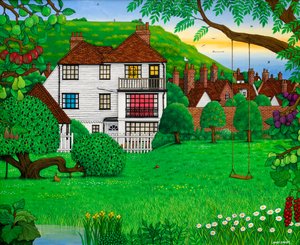 ヘイスティングスイーストヒル、2001（アクリル） 作： Larry Smart